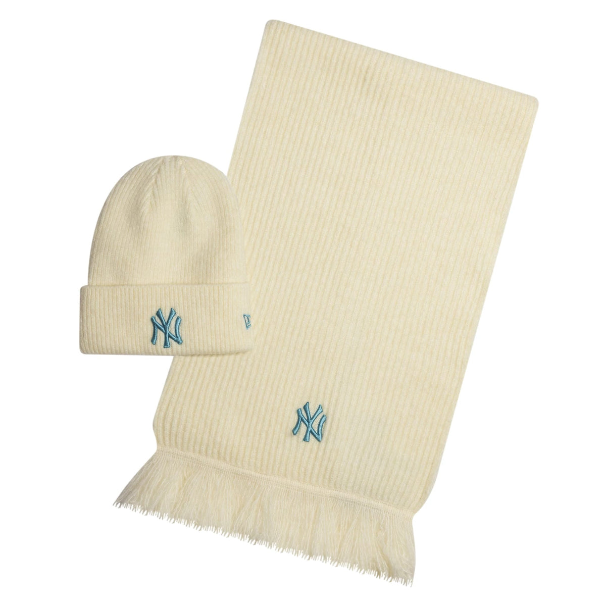 Ensemble bonnet et écharpe écru MLB New York Yankees