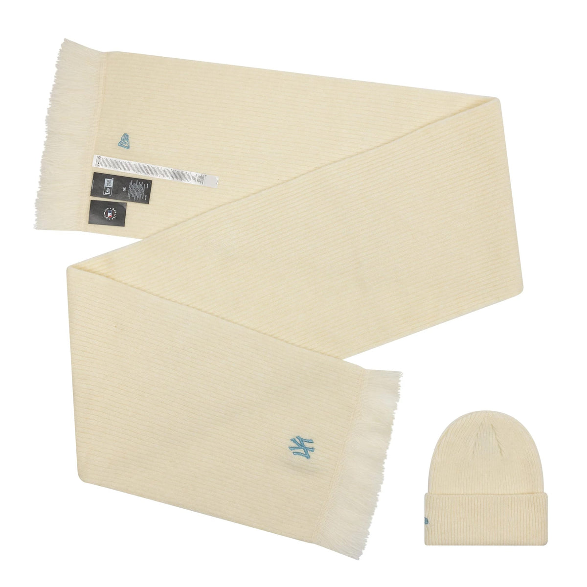 Ensemble bonnet et écharpe écru MLB New York Yankees