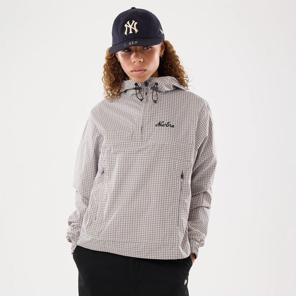 Veste Femme Coupe-vent Oversize New Era Check Beige