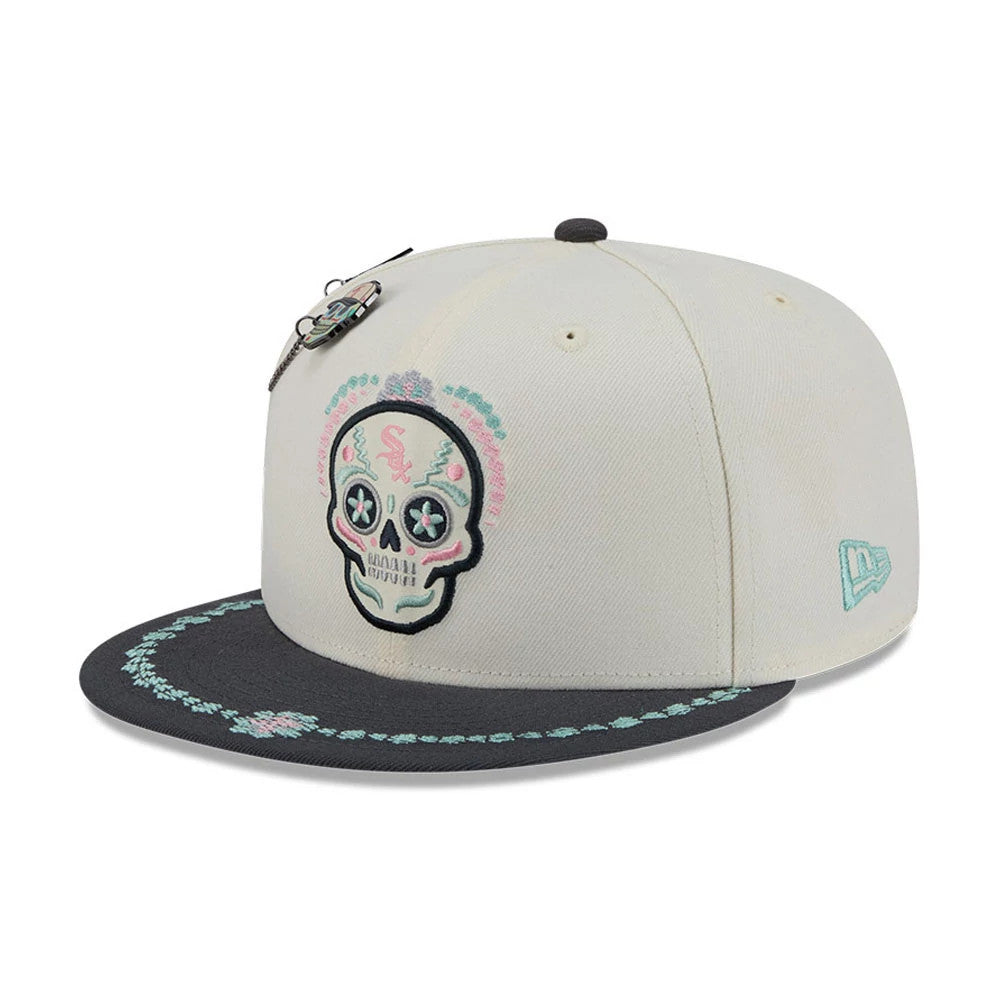Casquette ajustée blanc Sox MLB Day Of The Dead beige clair et noir 59FIFTY 59Fifty Fitted casquette