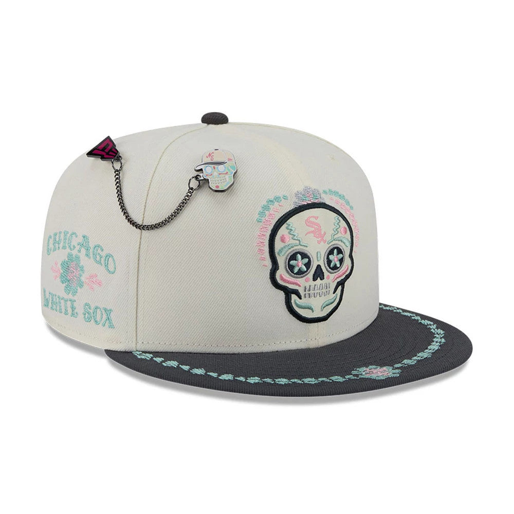 Casquette ajustée blanc Sox MLB Day Of The Dead beige clair et noir 59FIFTY 59Fifty Fitted casquette