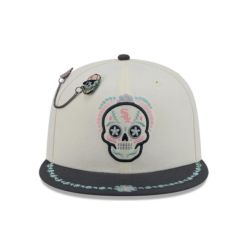 Casquette ajustée blanc Sox MLB Day Of The Dead beige clair et noir 59FIFTY 59Fifty Fitted casquette