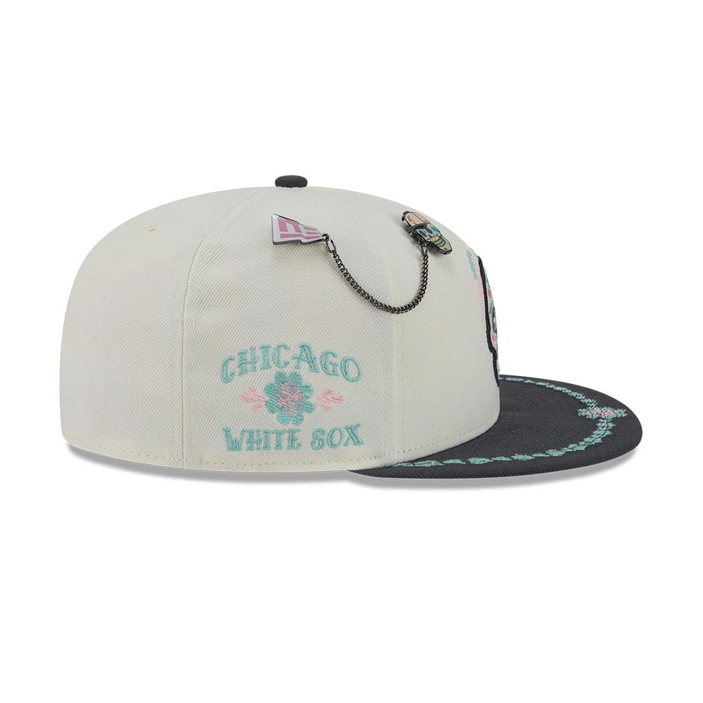 Casquette ajustée blanc Sox MLB Day Of The Dead beige clair et noir 59FIFTY 59Fifty Fitted casquette