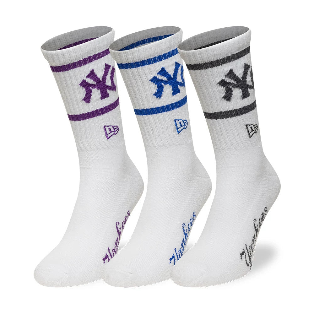 Lot de 3 Paires de Chaussettes New York Yankees MLB Blanc