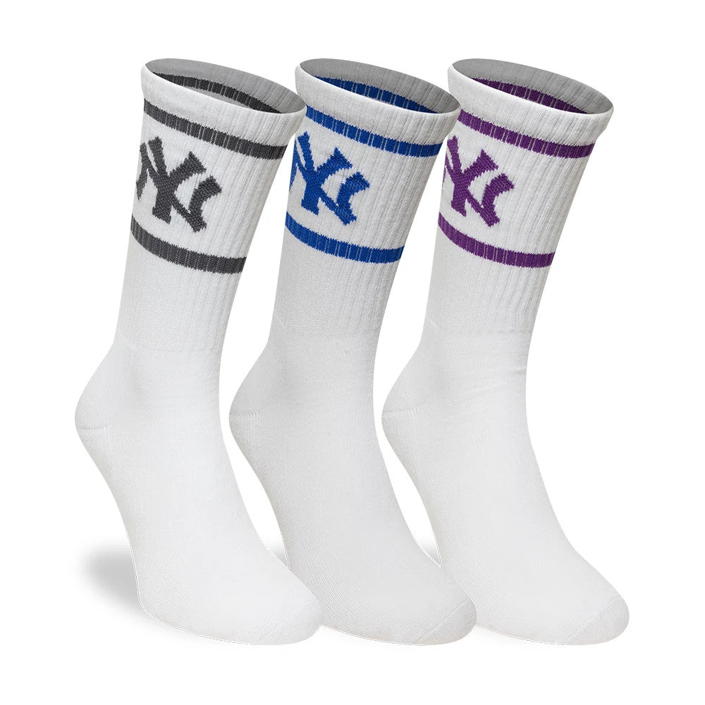 Lot de 3 Paires de Chaussettes New York Yankees MLB Blanc