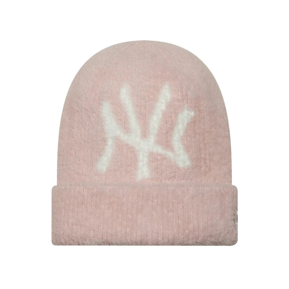 Bonnet Femme New York Yankees MLB Fluffy Mohair Rose Pastel