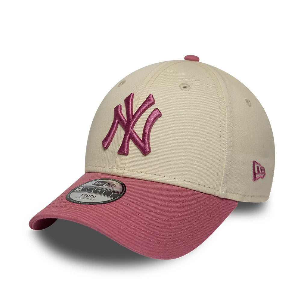 Casquette Enfant 9FORTY New York Yankees League Essential Beige & Rose