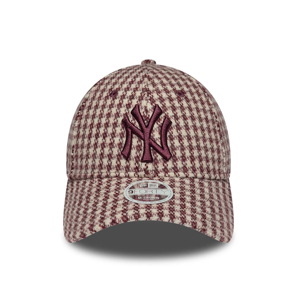 Casquette Femme 9FORTY M-Crown New York Yankees MLB Houndstooth Rouge