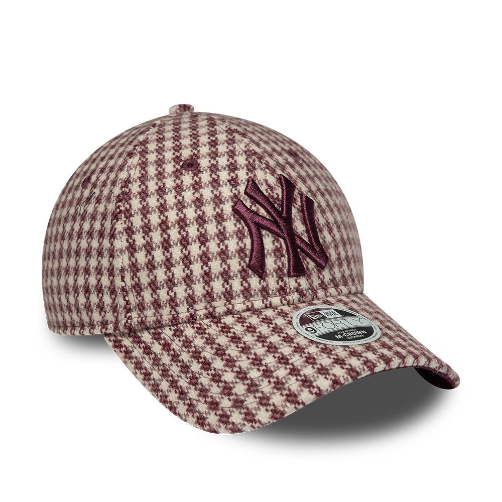 Casquette Femme 9FORTY M-Crown New York Yankees MLB Houndstooth Rouge
