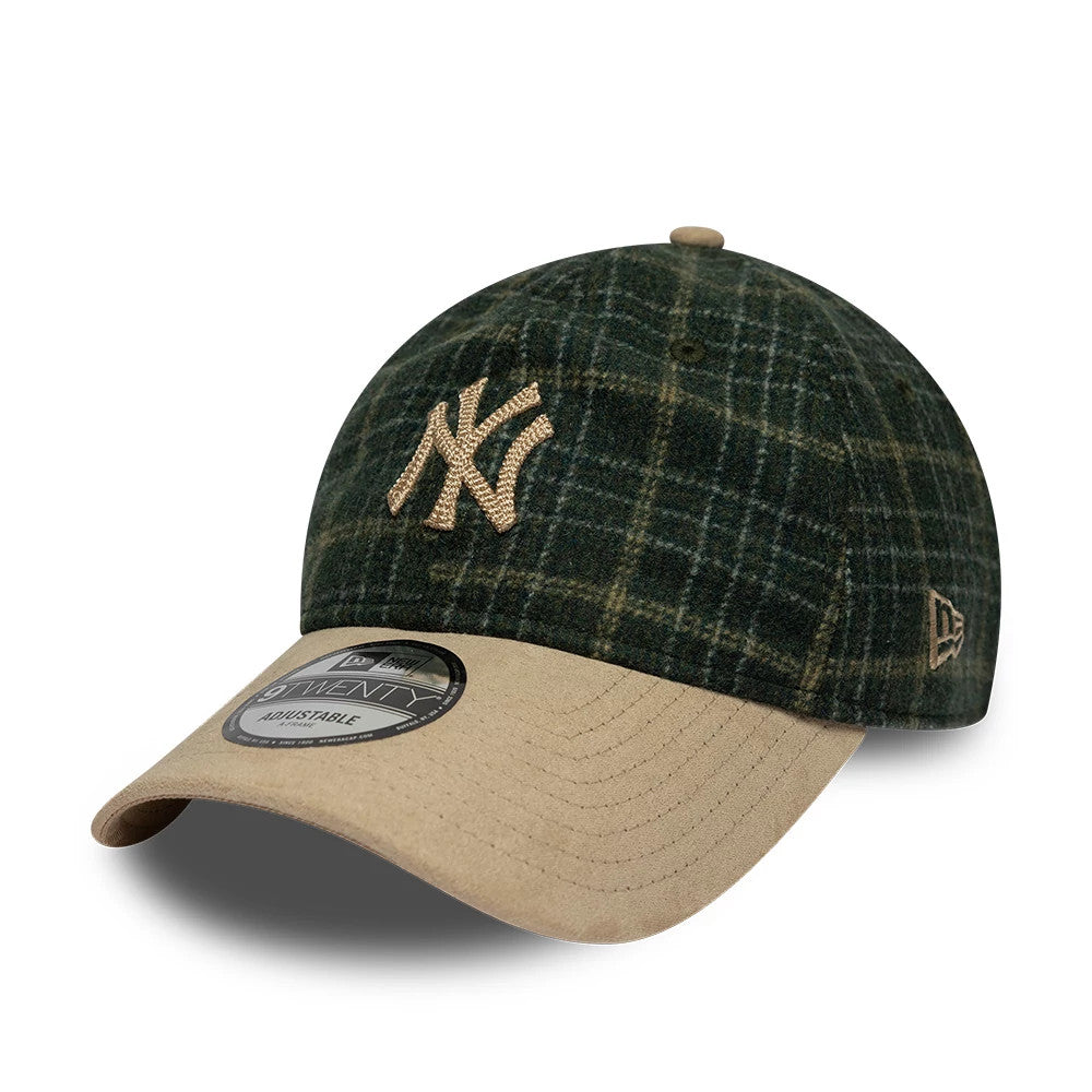 Casquette 9TWENTY New York Yankees MLB Plaid Vert foncé & Beige 