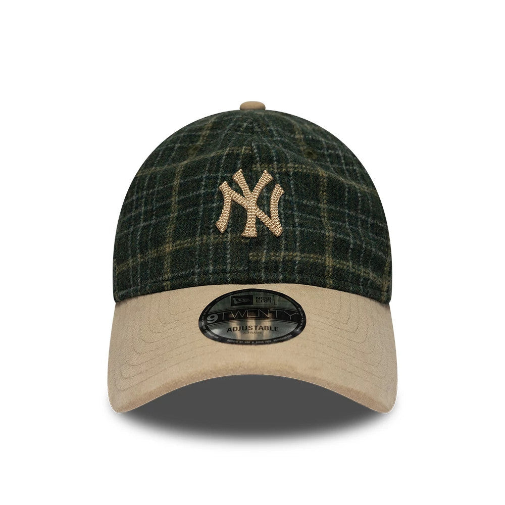 Casquette 9TWENTY New York Yankees MLB Plaid Vert foncé & Beige 