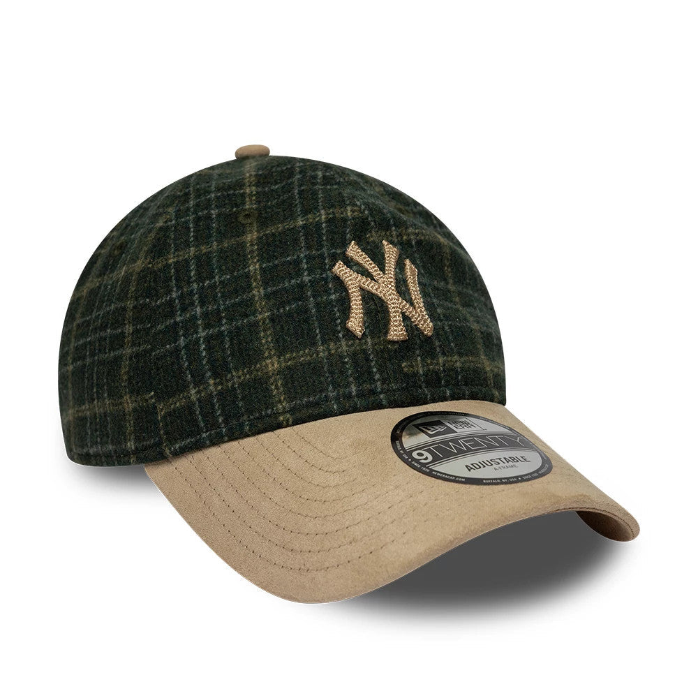 Casquette 9TWENTY New York Yankees MLB Plaid Vert foncé & Beige 