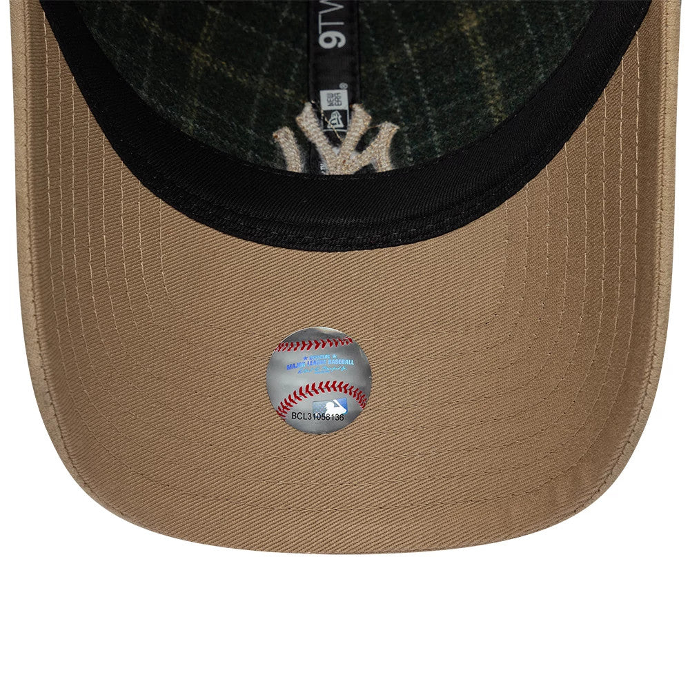 Casquette 9TWENTY New York Yankees MLB Plaid Vert foncé & Beige 